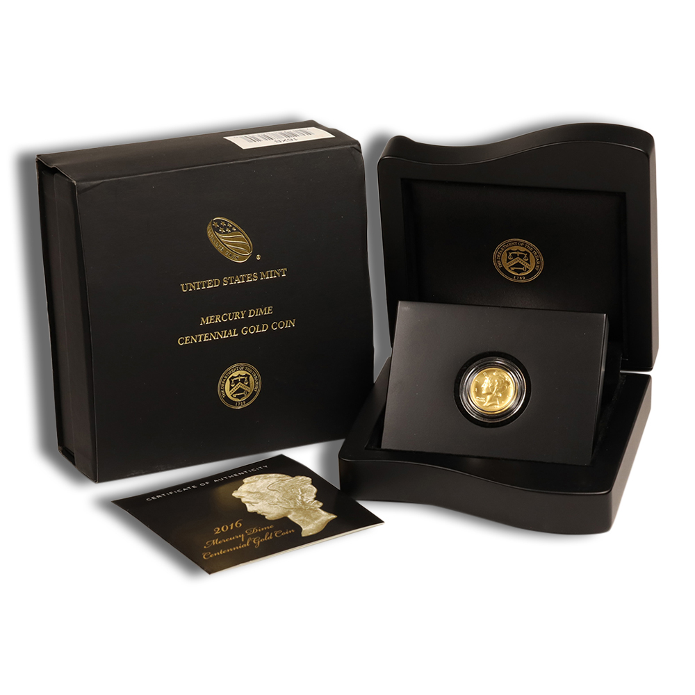 2016-W 1/10 oz Gold Mercury Dime Centennial Coin w/OGP