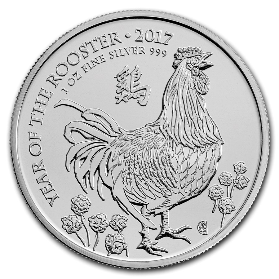 2017 1 oz Silver Great Britain Year of the Rooster BU