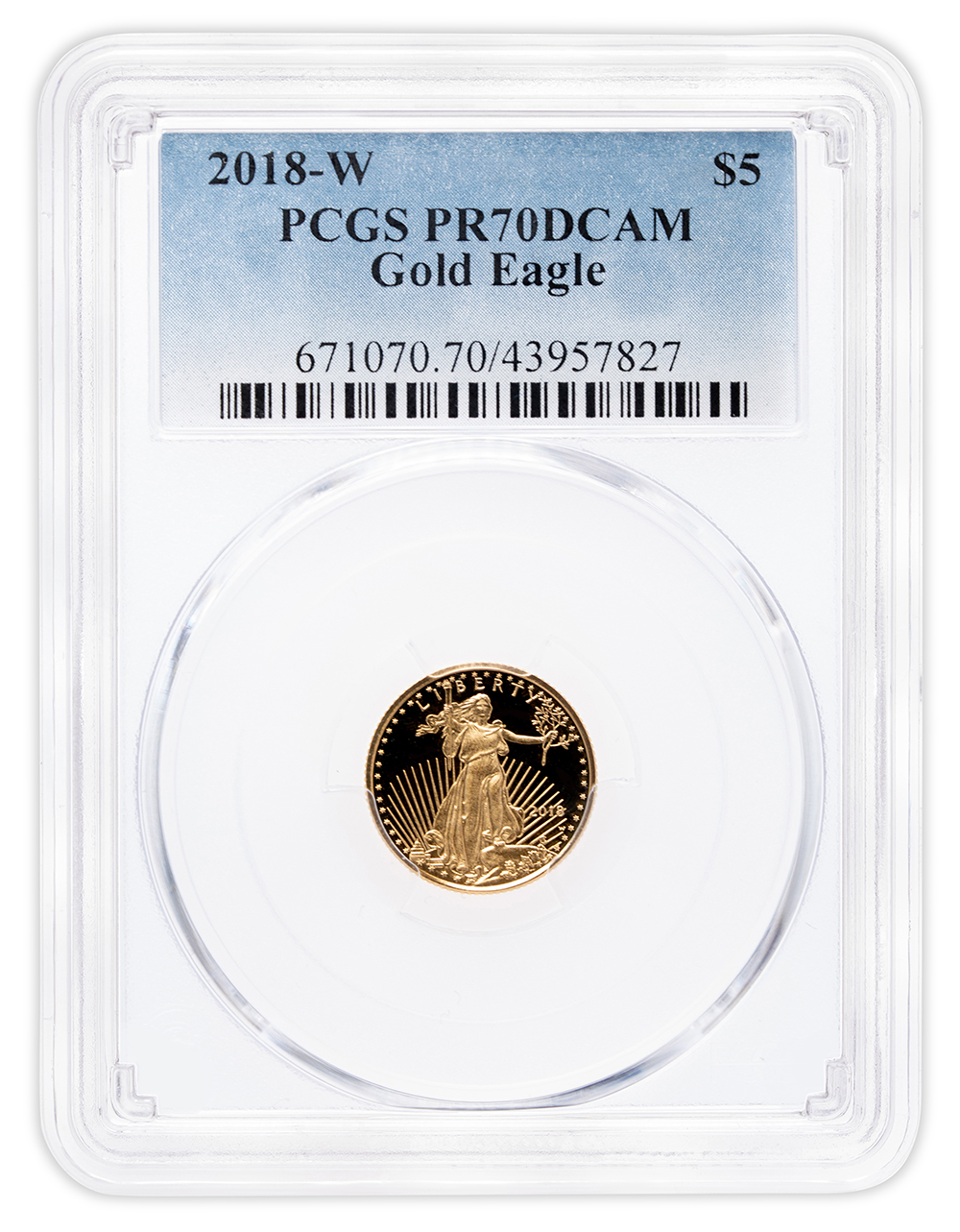 2018-W 1/10 oz Proof Gold Eagle $5 PCGS PR70