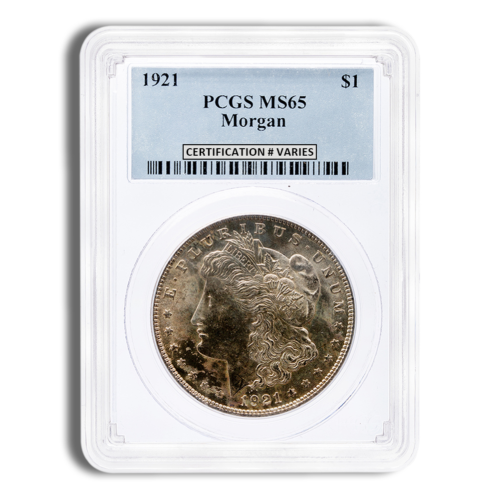 1921 Morgan Dollar - PCGS MS65