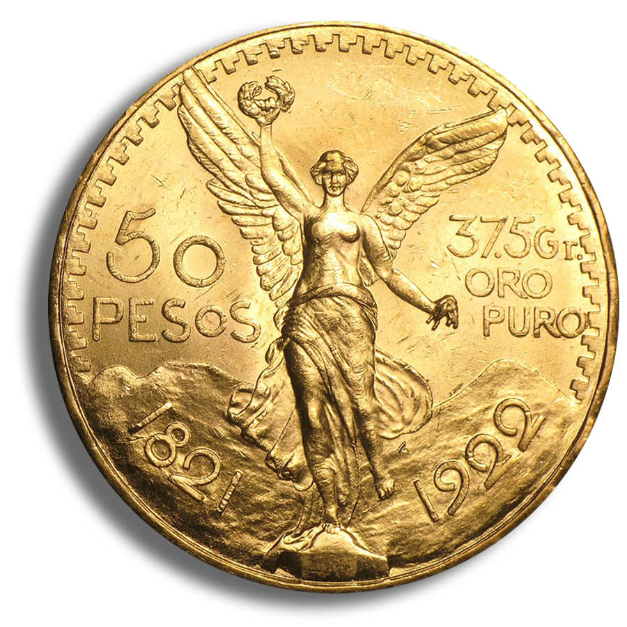 1922 Mexico Gold 50 Peso BU