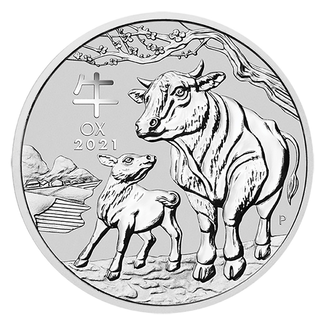 2021 5 oz Australia Silver Lunar Ox BU - Series III