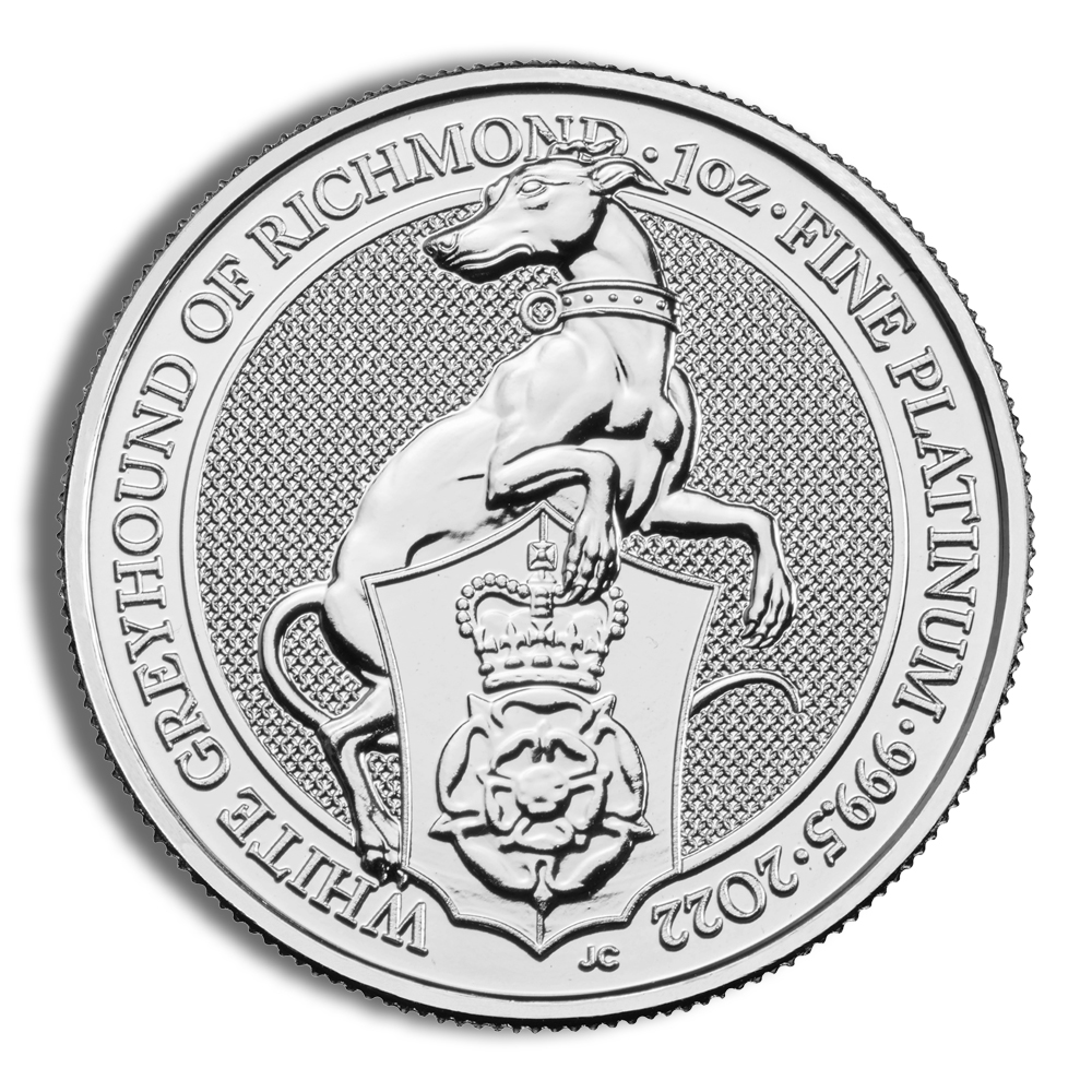 2022 1 oz Great Britain Queen's Beast Platinum Coin - White Greyhound of Richmond