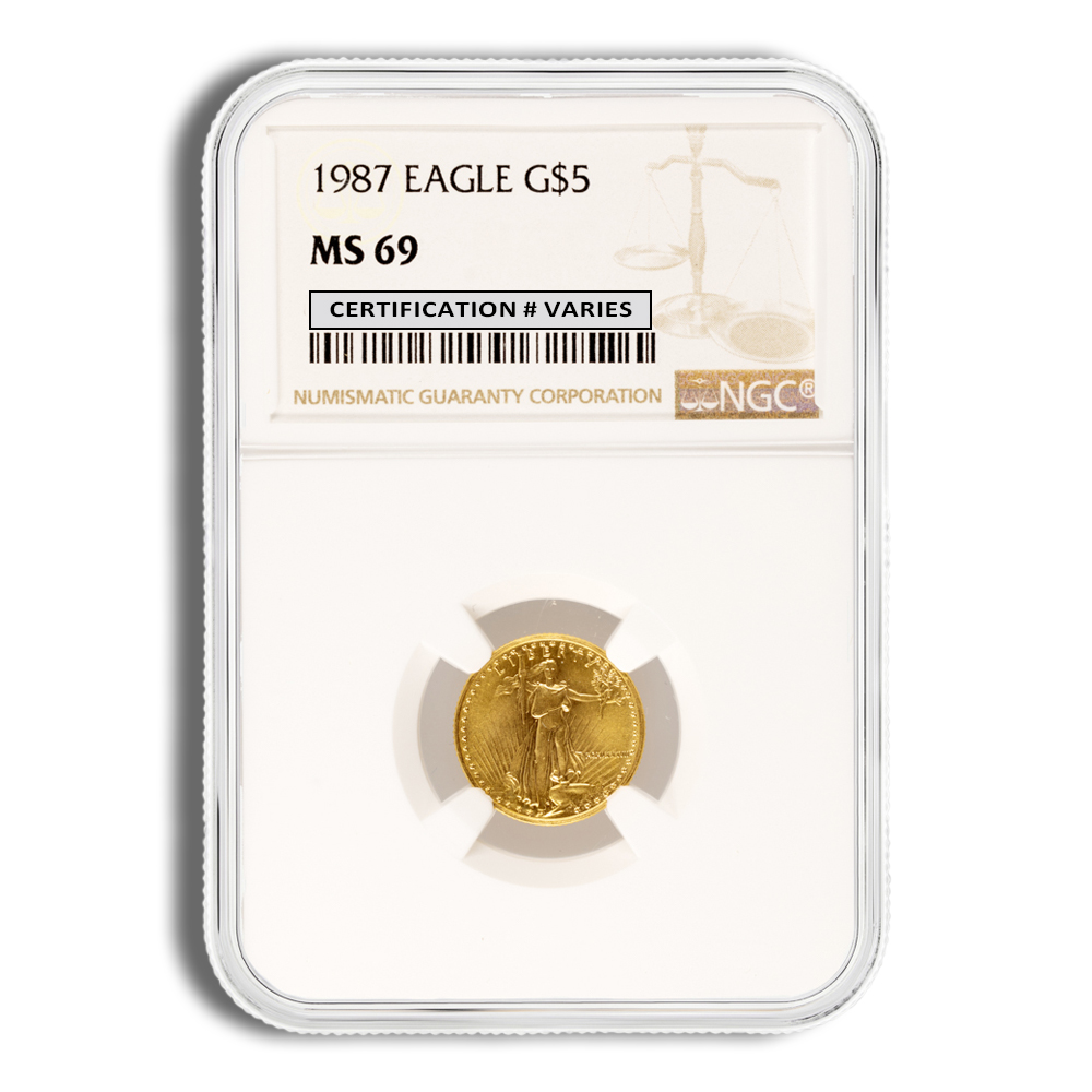 1987 1/10 oz Gold Eagle $5 PCGS MS69