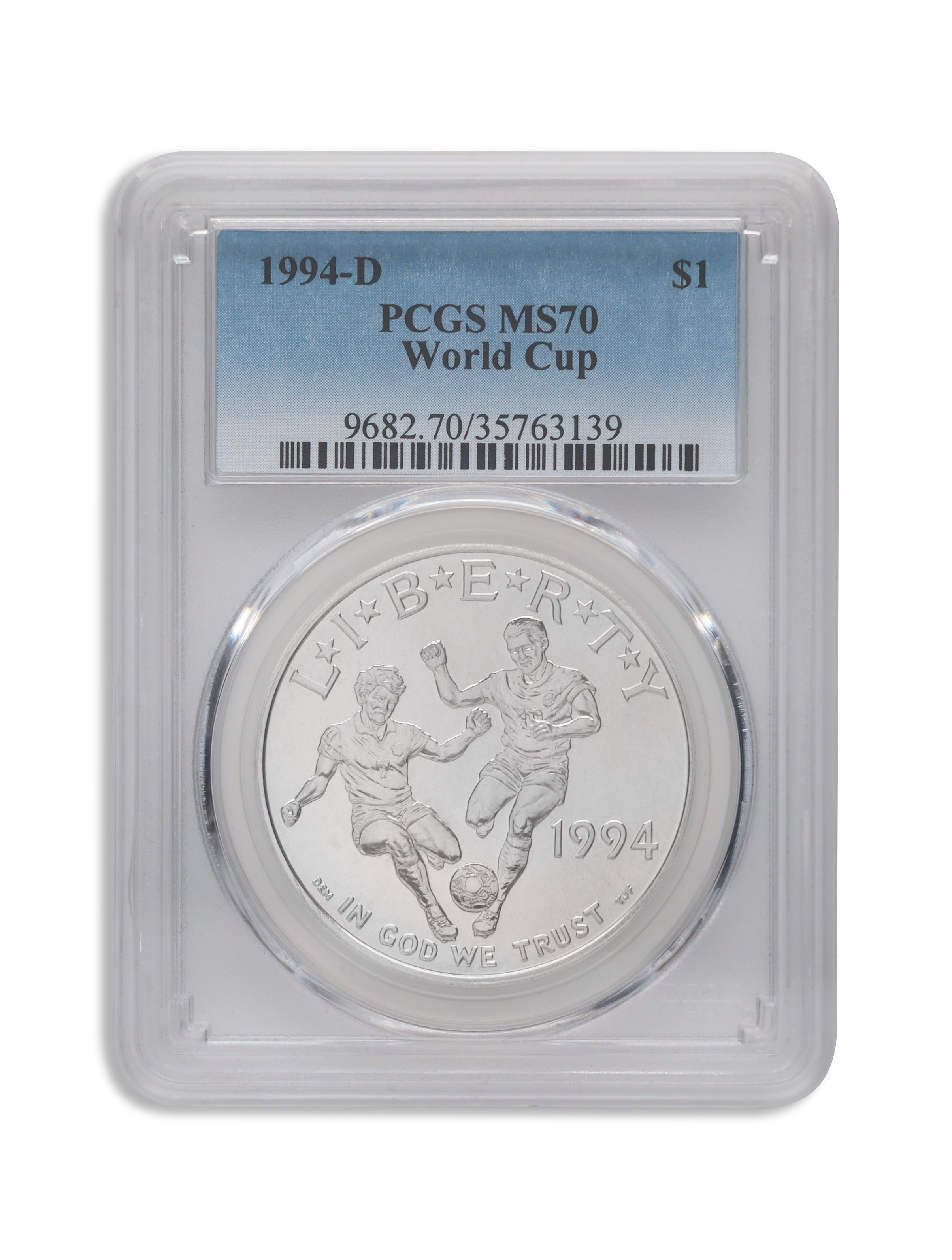 1994-D $1 World Cup Silver Commem - PCGS MS70