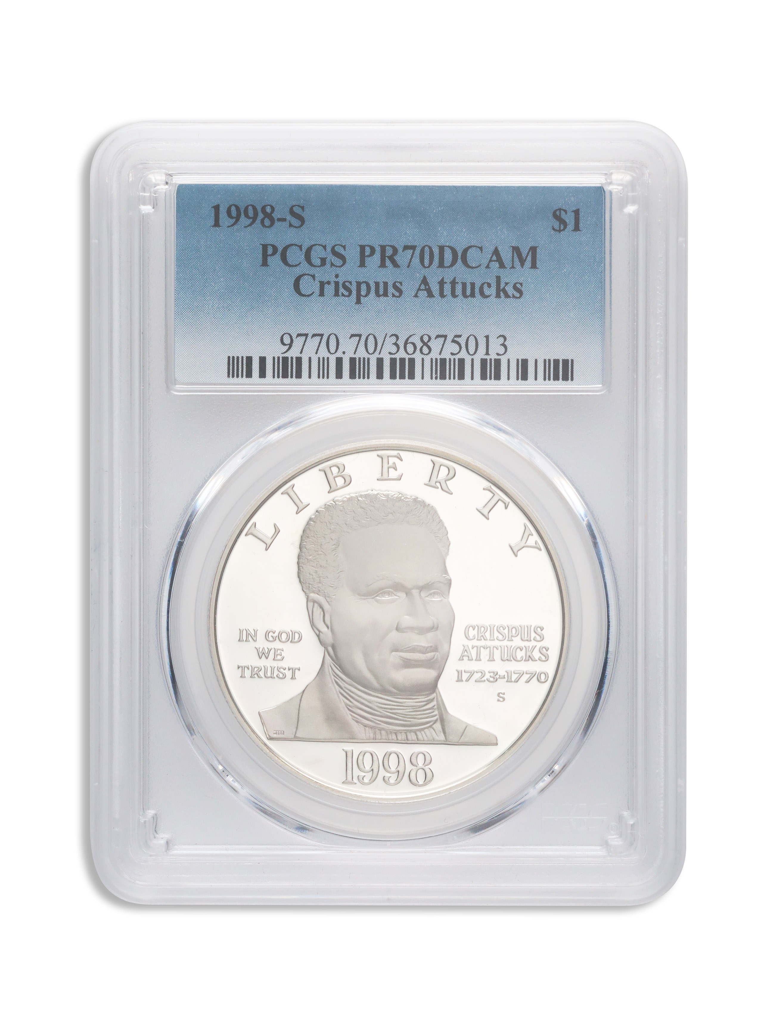 1998-S $1 Black Patriots Silver Commem - PCGS PF70