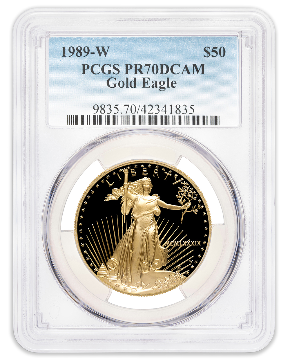 1989-W 1 oz Proof Gold Eagle $50 PCGS PR70