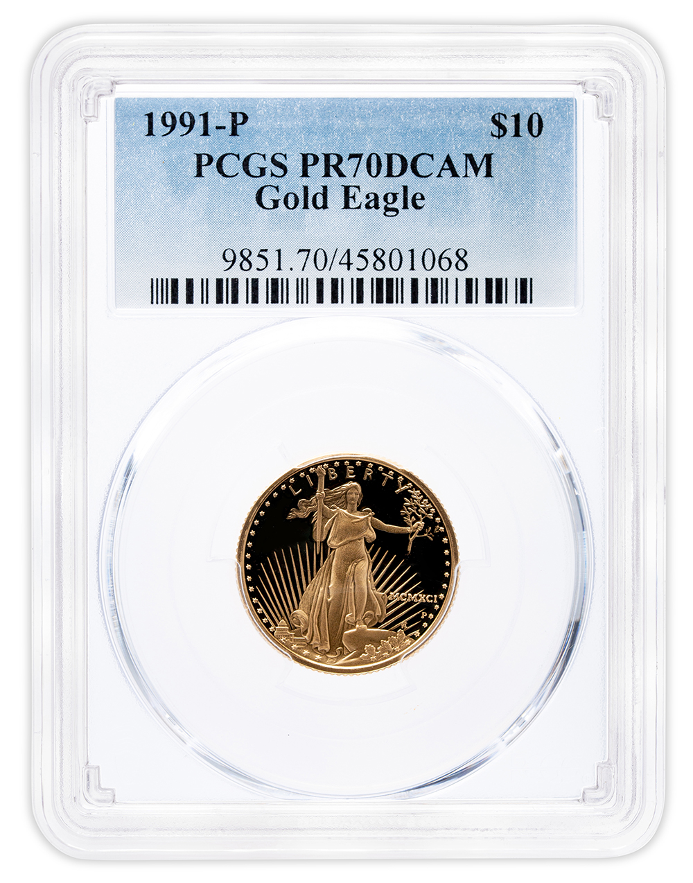 1991-P 1/4 oz Proof Gold Eagle $10 PCGS PR70