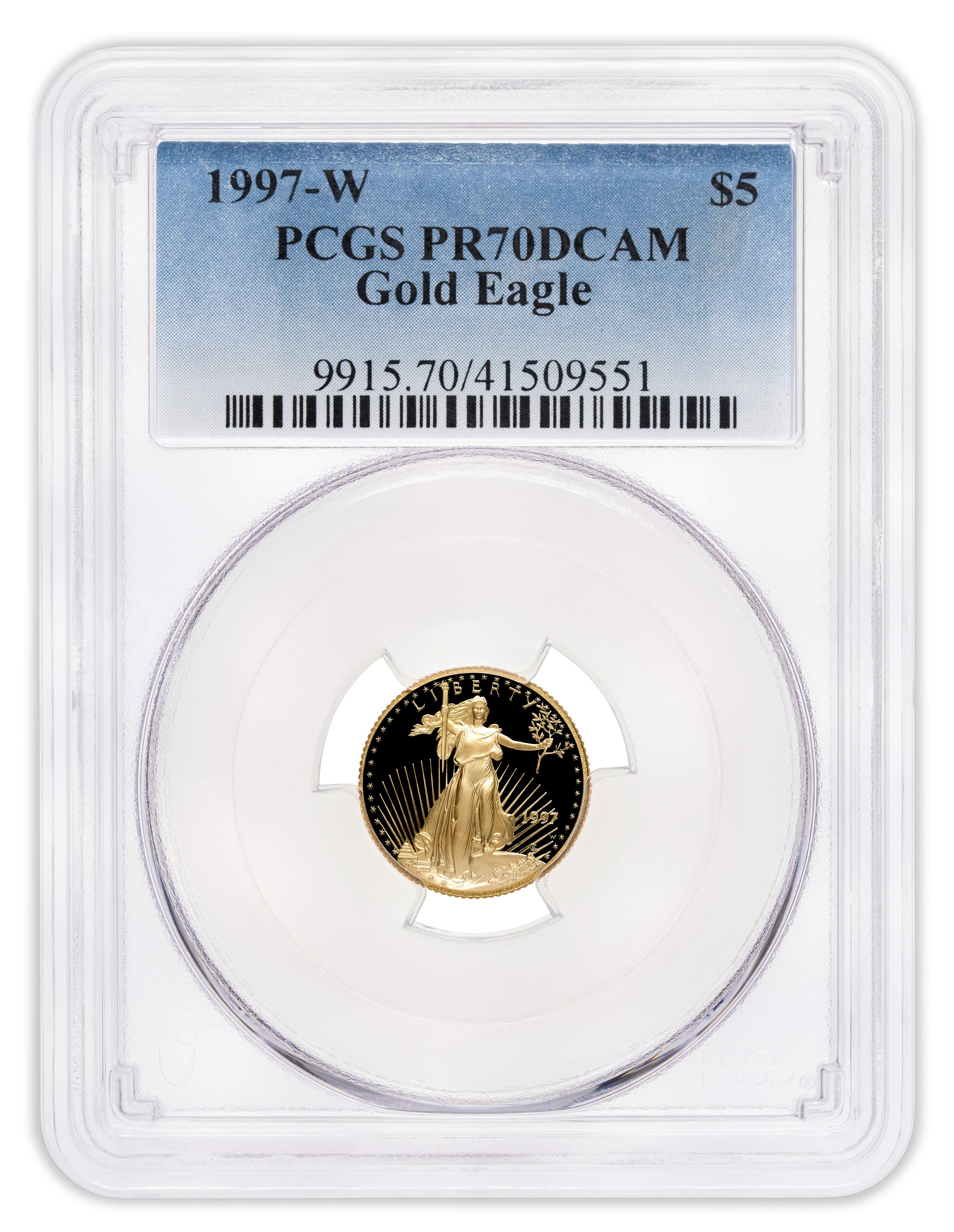 1997-W 1/10 oz Proof Gold Eagle $5 PCGS PR70