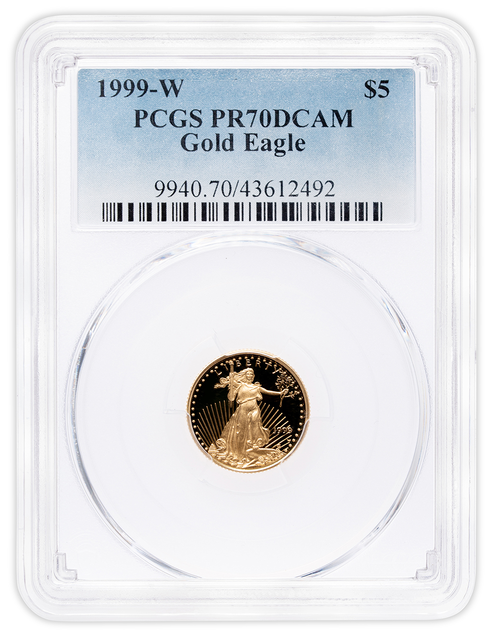 1999-W 1/10 oz Proof Gold Eagle $5 PCGS PR70