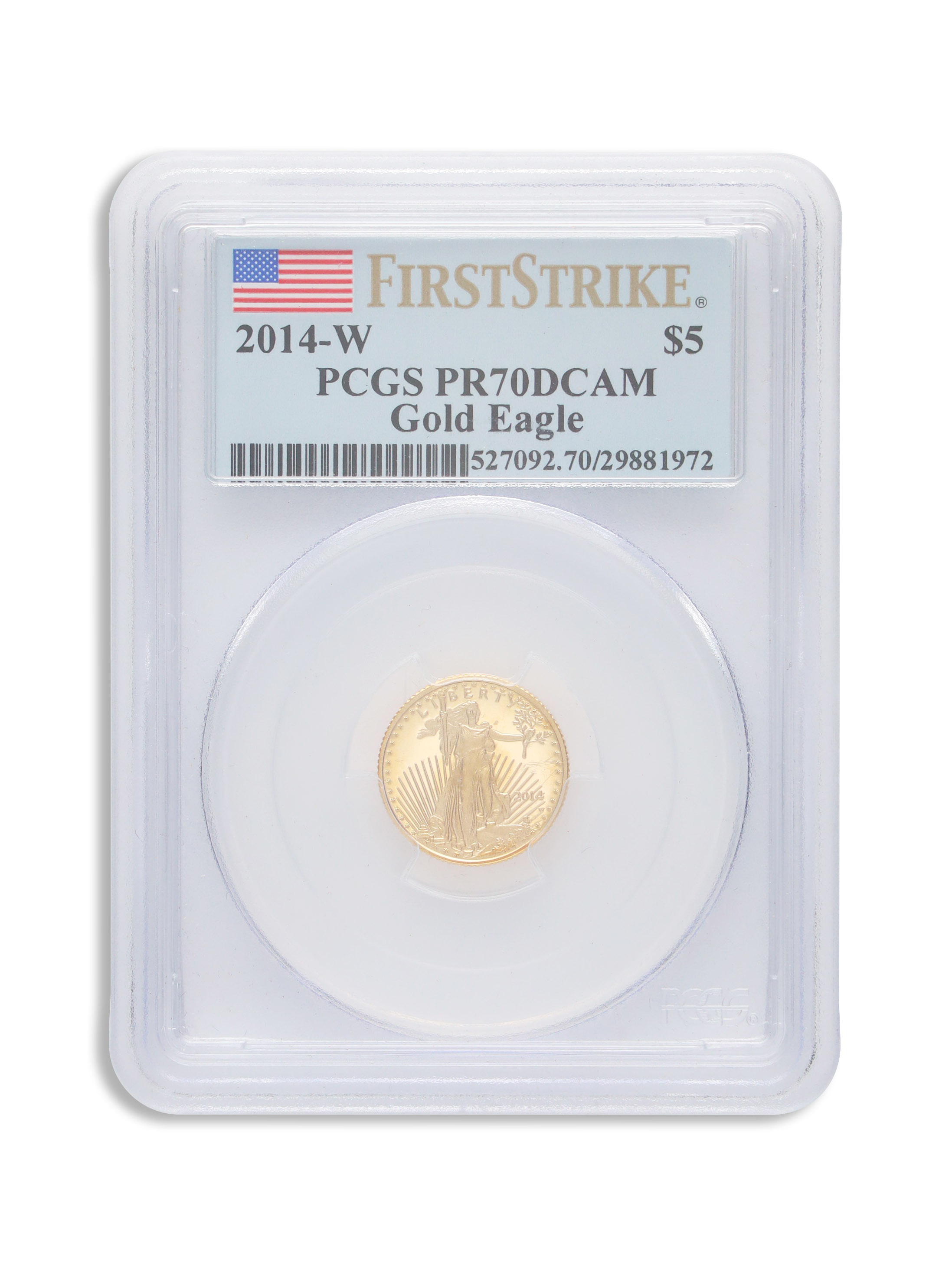 2014-W 1/10 oz Proof Gold Eagle $5 PCGS PR70 FS