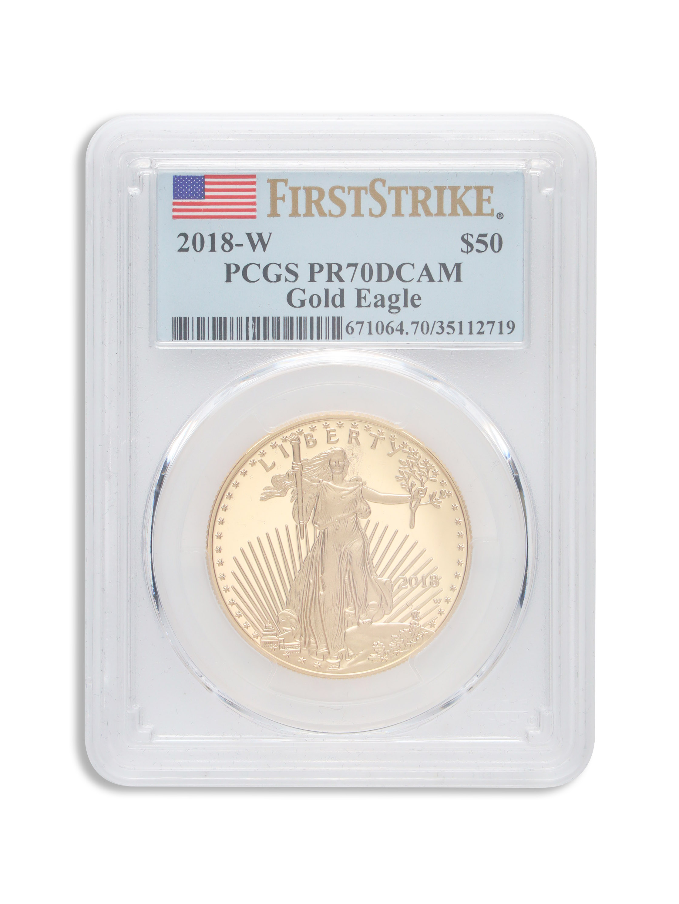 2018-W 1 oz Proof Gold Eagle $50 PCGS PR70 FS