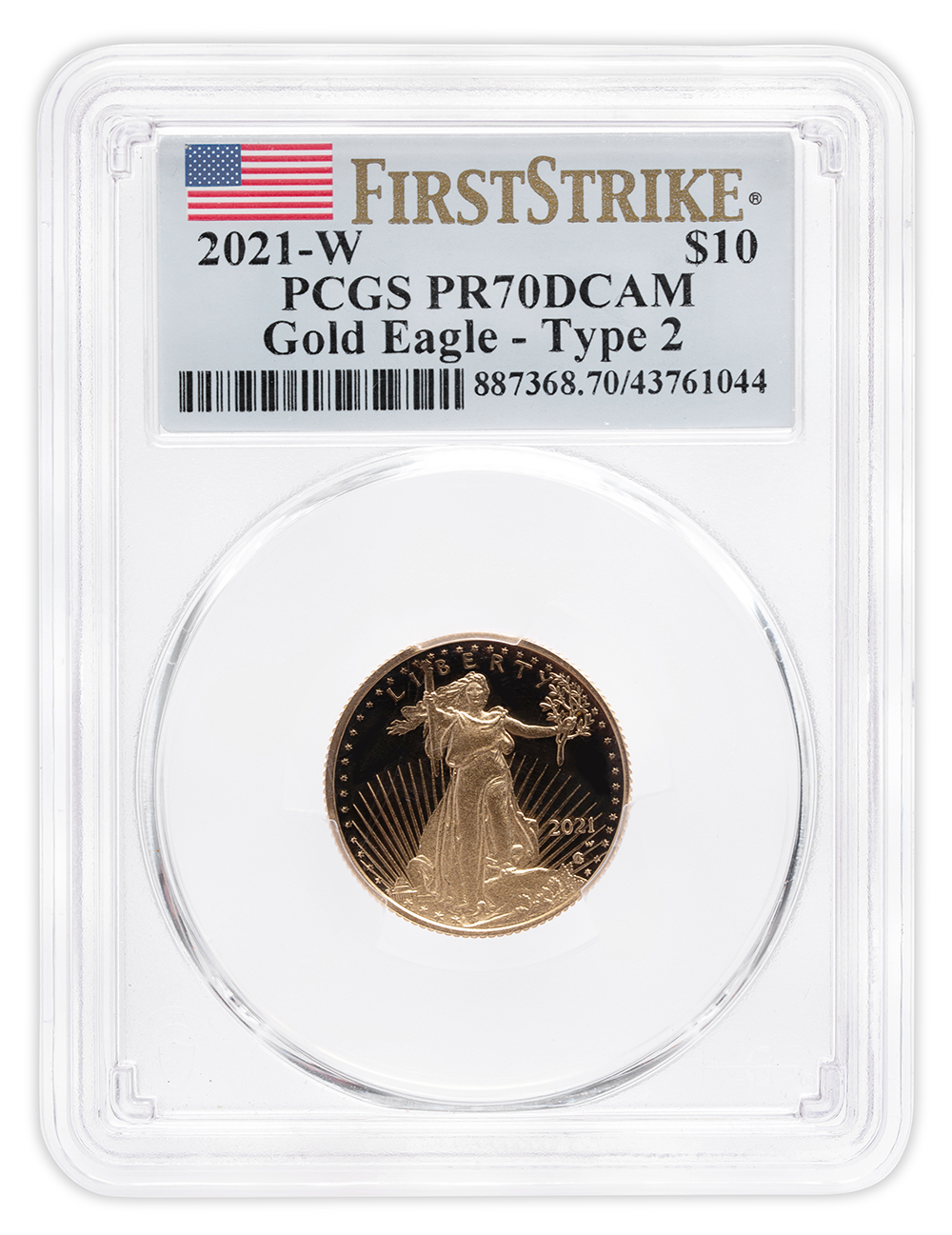 2021-W 1/4 oz Proof Gold Eagle $10 PCGS PR70 FS - Type 2