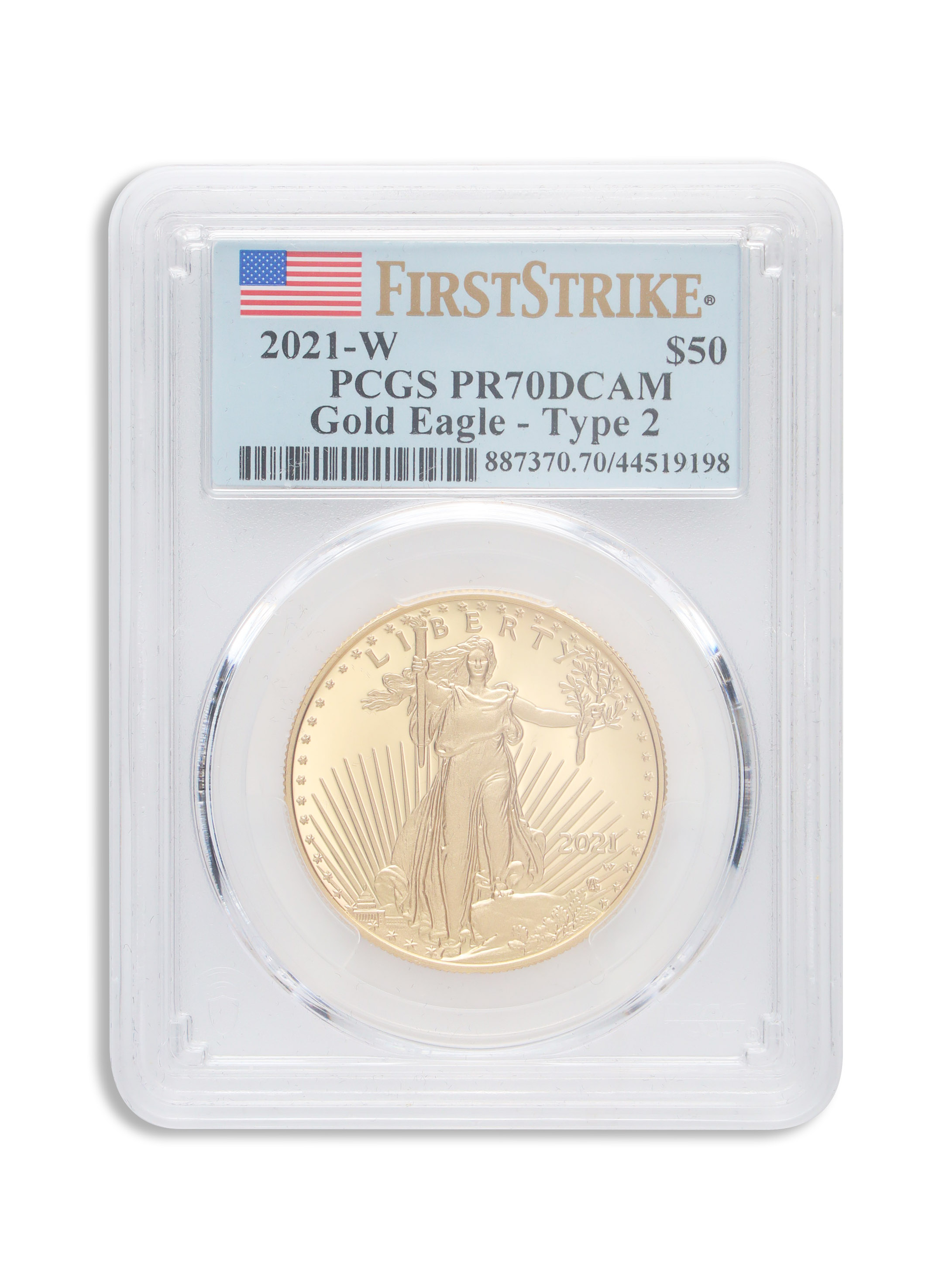 2021-W 1 oz Proof Gold Eagle $50 PCGS PR70 FS - Type 2