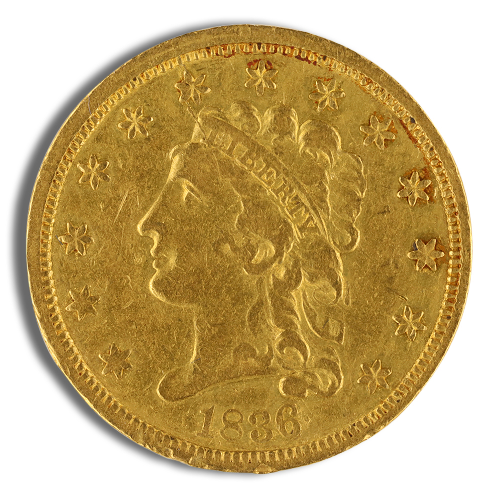 $2.5 Gold Classic Head Quarter Eagle - Cleaned