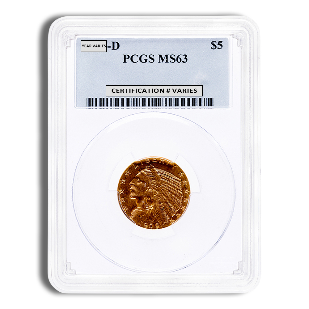 $5 Gold Indian Half Eagle - PCGS MS63
