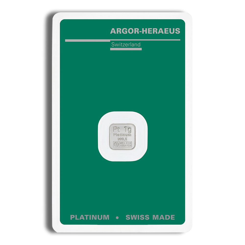 1 gram Platinum Bar - Argor-Heraeus (Carded)