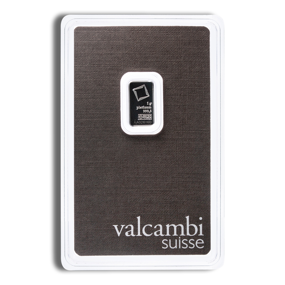 1 gram Platinum Bar - Valcambi (Carded)