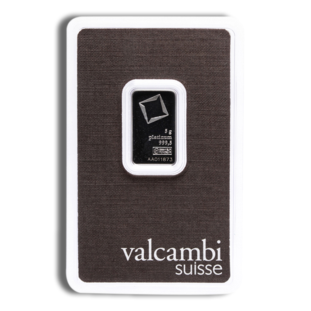 5 gram Platinum Bar - Valcambi (Carded)