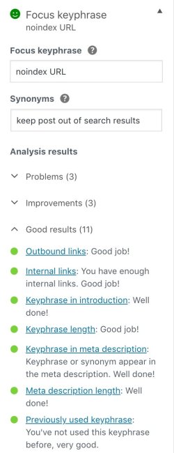 focus keyphrase sidebar