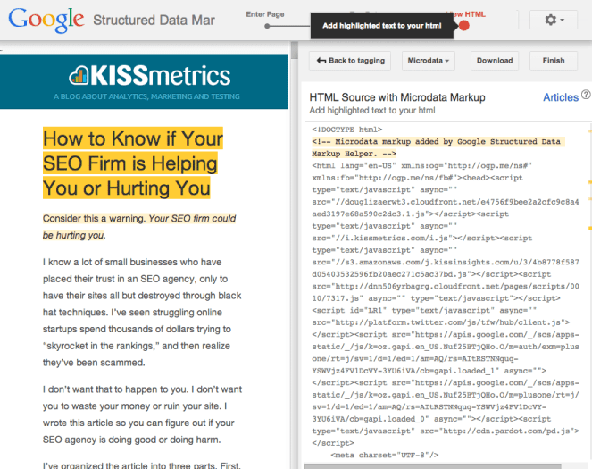google structured data markup helper schema 