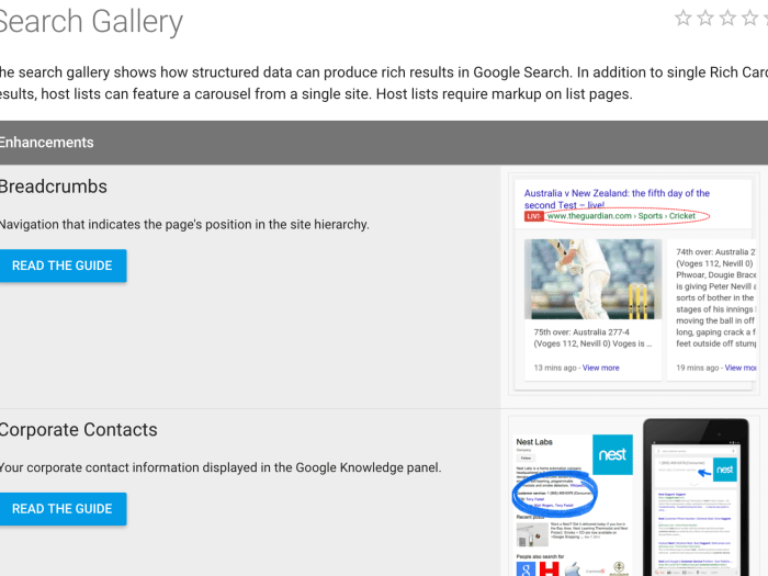 structured data in google search gallery index website guide