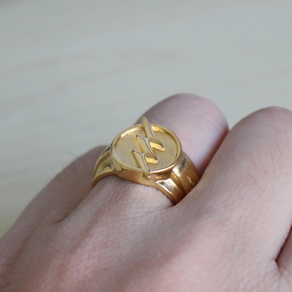 The Flash Ring Superhero DC Comics Lightning Bolt - Stainless Steel Gold - Unisex