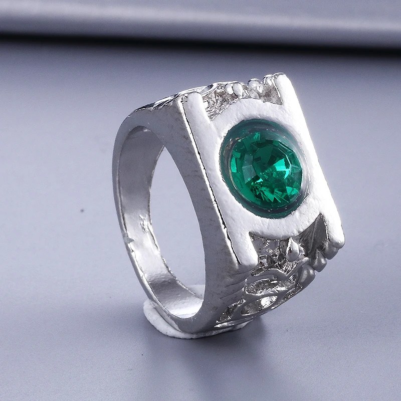 Green Lantern Ring Signet Gemstone DC Comics - Silver - Unisex