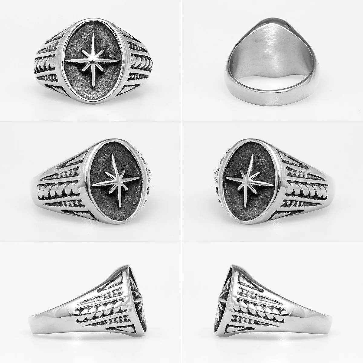 Polaris North Star Ring Signet – Stainless Steel Silver – Unisex