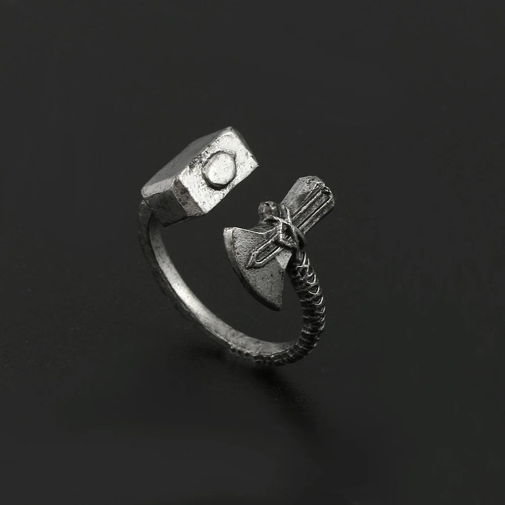 Viking Thor's Hammer Ring Marvel - Silver - Unisex - Adjustable