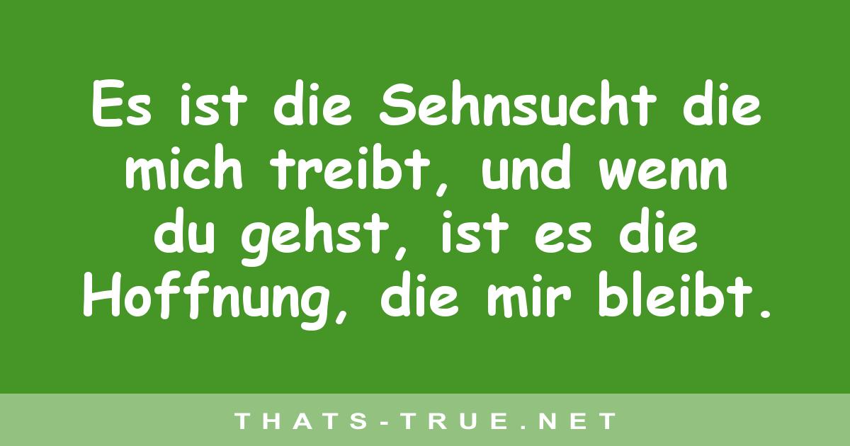 Es Ist Die Sehnsucht Die Mich Treibt Und Wenn Du Gehst Ist Es Die Hoffnung Die Mir Bleibt