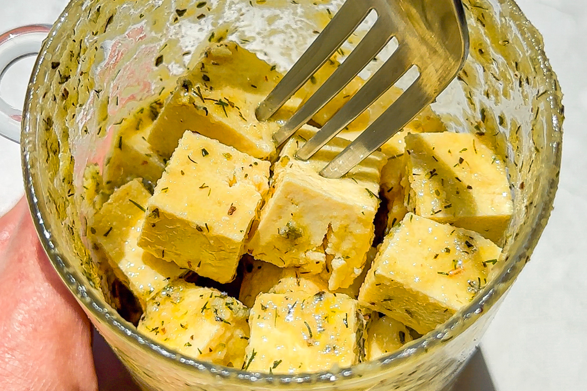 tofu feta in a jar