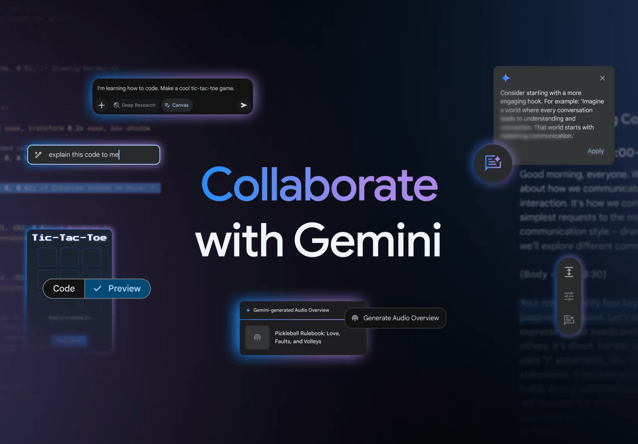 Google Copies ChatGPT Canvas, Introduces AI Podcasts in Gemini Chat