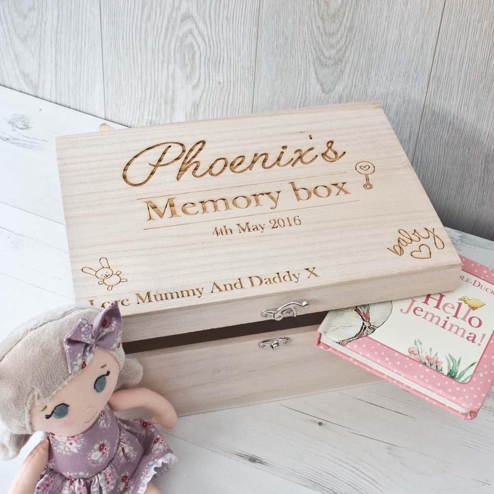 Wooden Memory Box New Baby The Laser Boutique