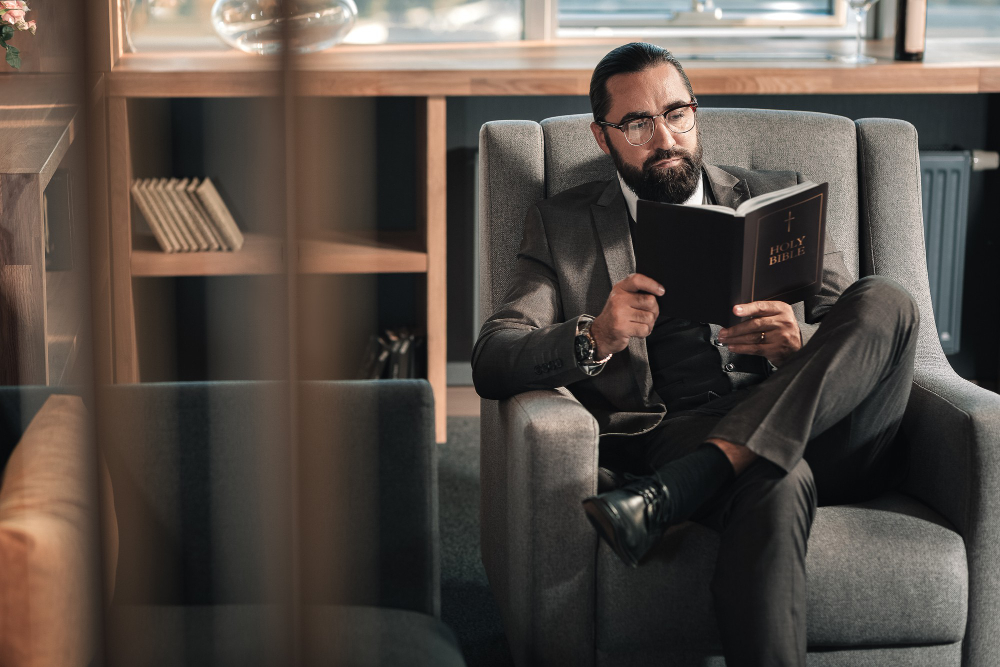 businessman reading a book