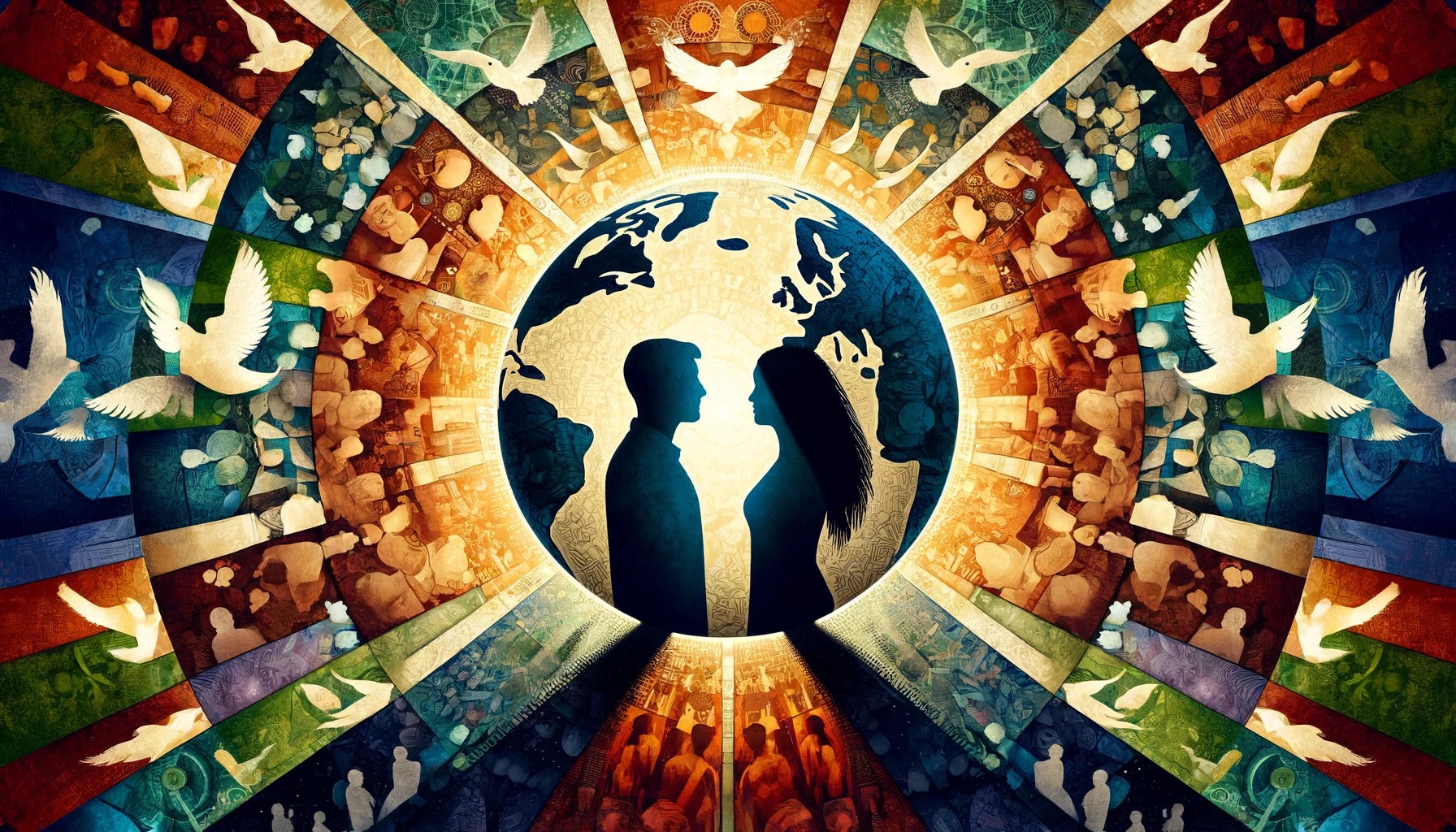 Dall·e 2024 03 31 20.12.41 Create A Wide Aspect Ratio Image That Visually Represents The Concept Of Unity In Diversity, Focusing On The Shared Human Consciousness. The Image Sho