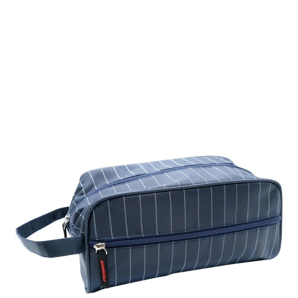 Gents PU Wash Bag Stripe (Front Zip) - 27 x 13.5 x 11cm