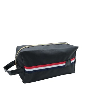 Gents Mock Leather Toiletry Bag (Stripe) - 26 x 10 x 15cm