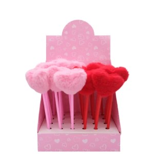 Fluffy Heart Pens (2 Assorted Colours) - 21cm