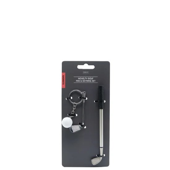 Novelty Golf Pen & Keyring Set - Golf Club Keyring (8cm) & Golf Club Pen (15cm)
