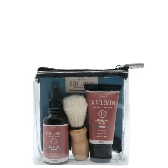 Gentlemen Beard Care Kit (Aromatic Neroli) - 50ml Aftershave Balm, 50ml Beard Oil, Shaving Brush (10cm) & Beard Comb (11 x 9cm)