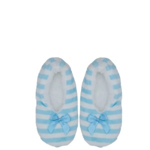Cosy Fluffy Slippers (Blue Stripe) - (+- Size 4 - 6)