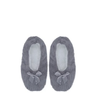 Cosy Fluffy Slippers (Grey Ribbed) - (+- Size 4 - 6)