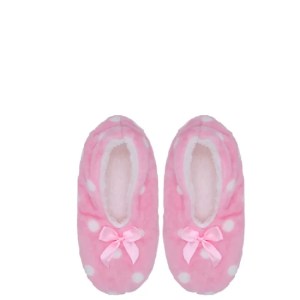 Cosy Fluffy Slippers (Pink Dots) - (+- Size 4 - 6)