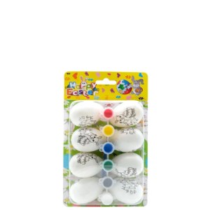 Easter DIY Paint Kit Eggs - Paintbrush, 6 Paints & 8 Easter Eggs