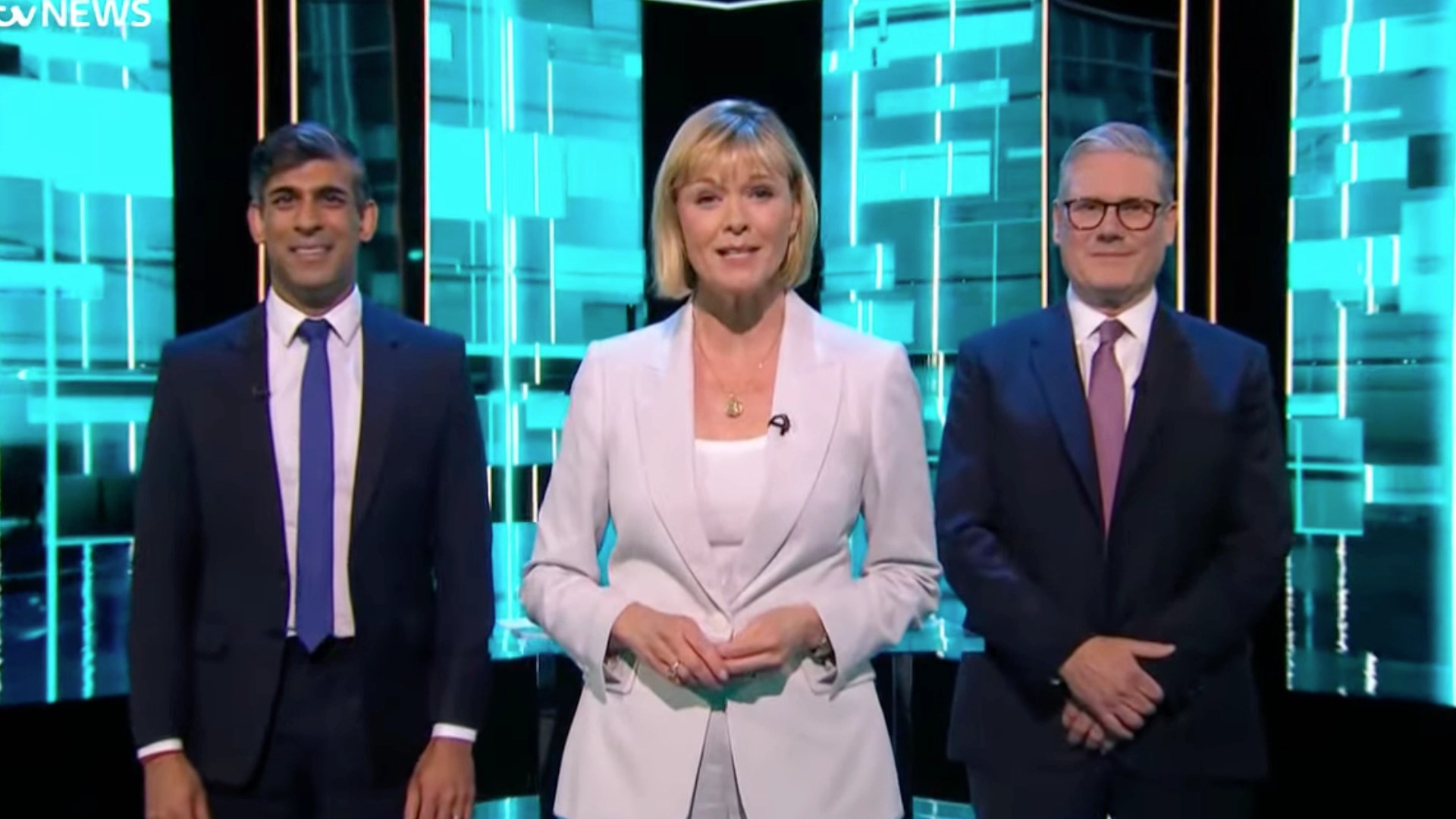 ITV Leaders debate - Rishi Sunak, Julie Etchingham, Keir Starmer