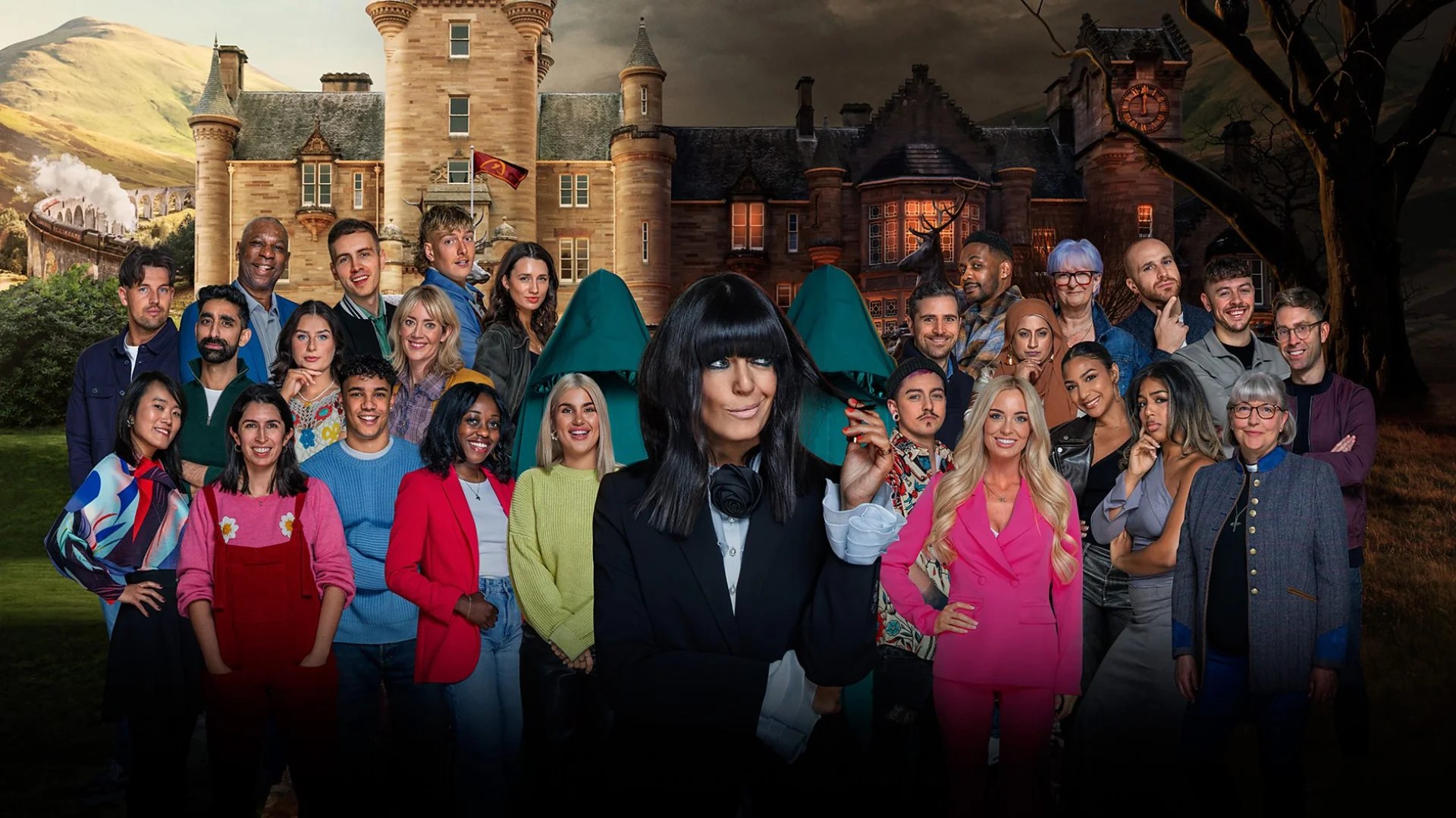 The Traitors s3 contestants with Claudia Winkelman