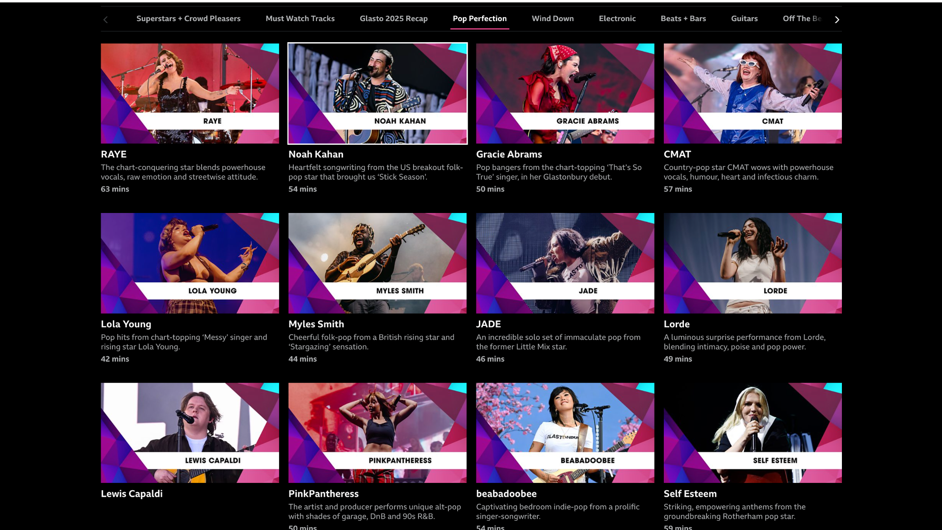 BBC Glastonbury cover on iPlayer