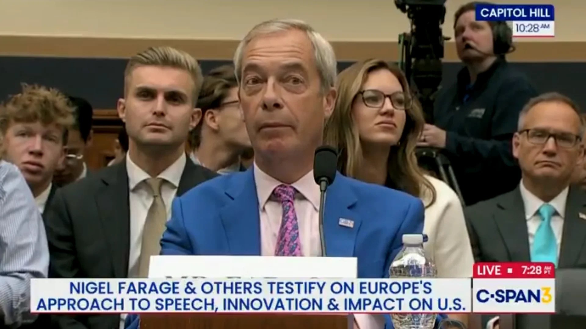 Nigel Farage testifies in front of the House Judiciary Committee hearing on Wednesday, 4 September, 2025.