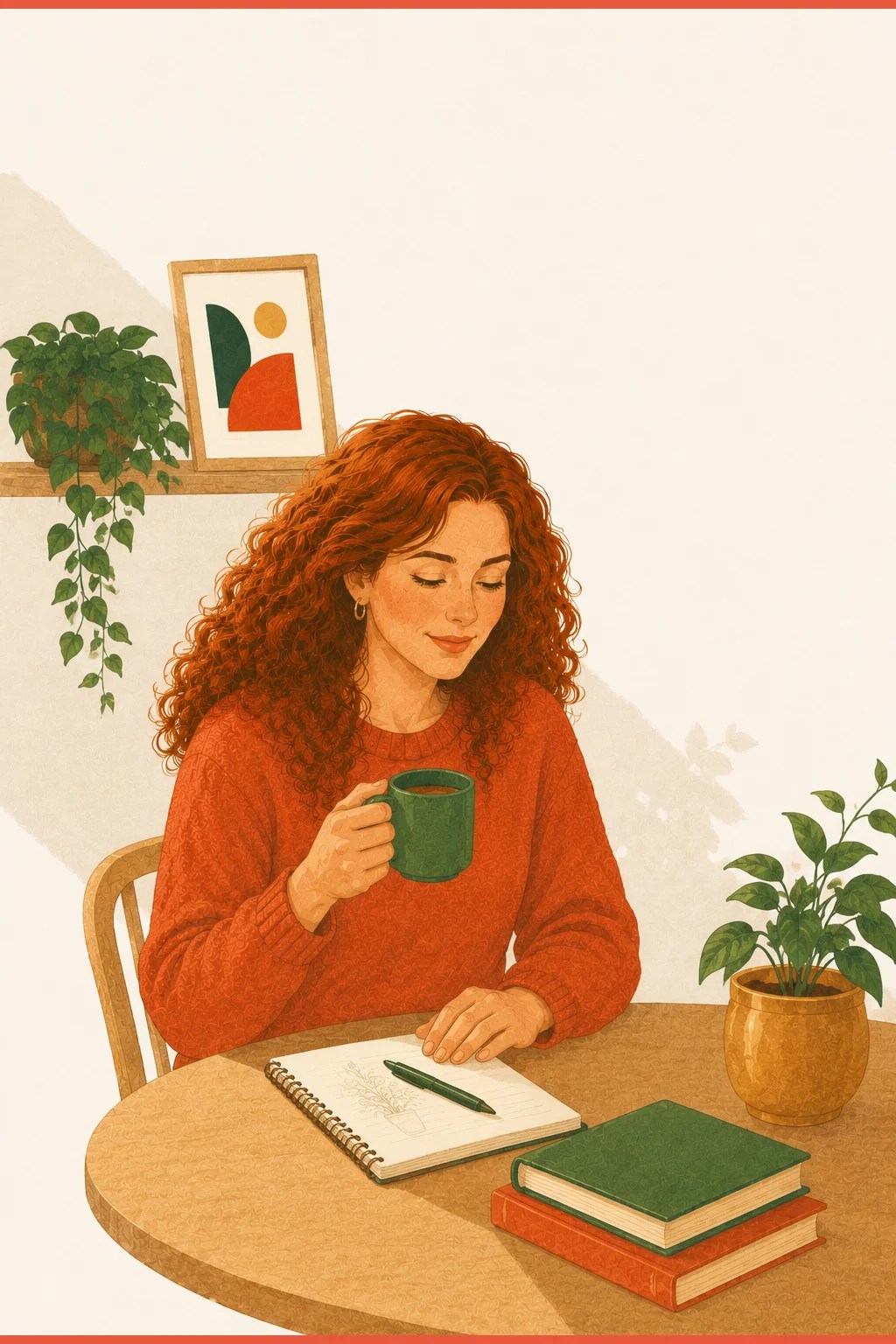 Close-up of a hand reaching to pick up a single cup amid clutter, the warm green of a tiny first step breaking through grey overwhelm — the smallest action that interrupts ADHD paralysis.